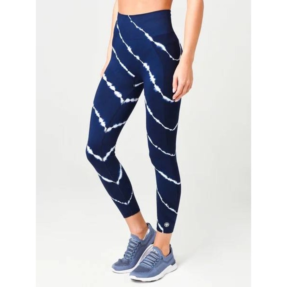 Tory Sport Seamless Tie-Dye Leggings XS Navy White Activewear High Rise Yoga Gym